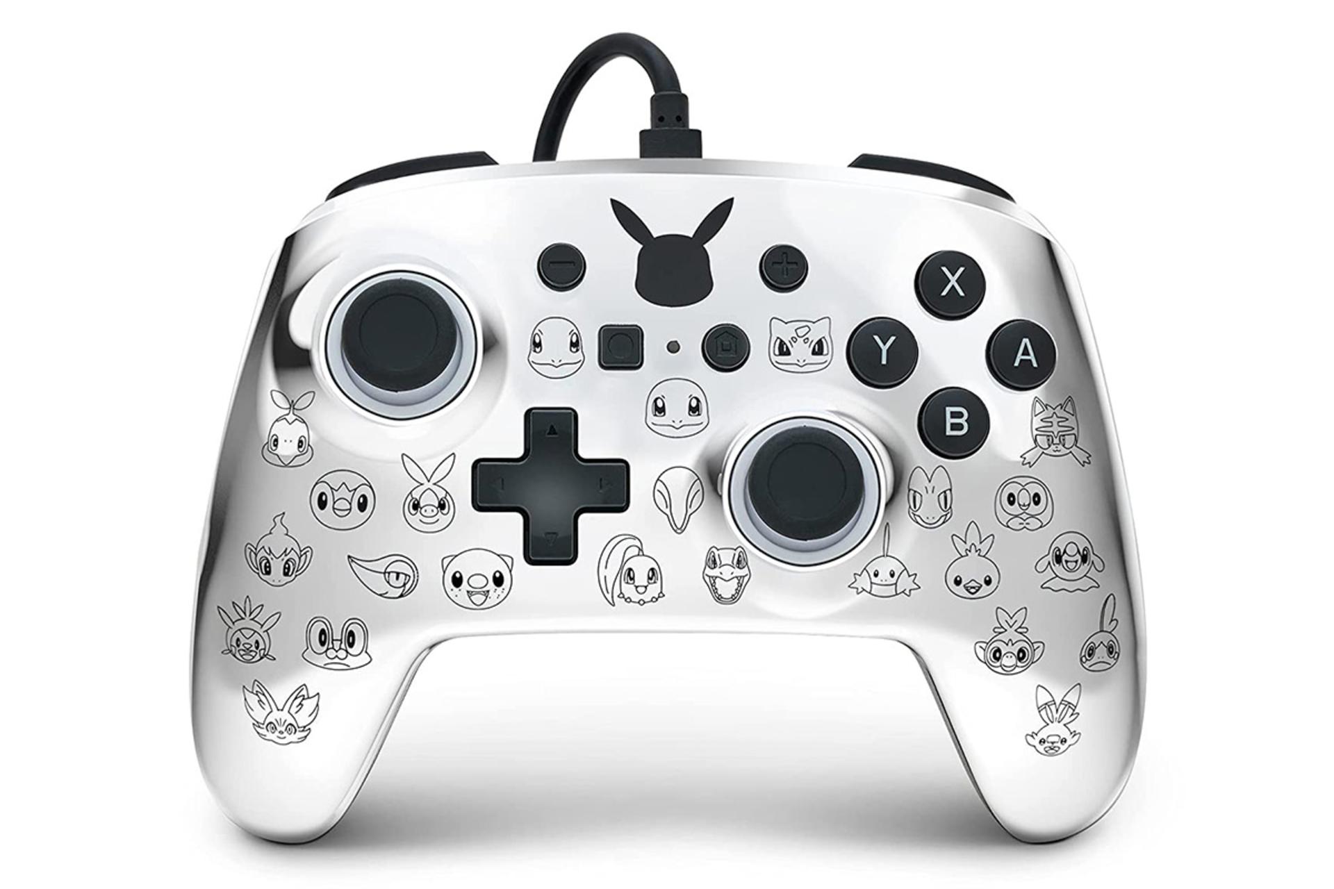 کنترلر پاور ای PowerA Enhanced Wired Controller Nintendo Switch طرح پیکاچو نقره ای