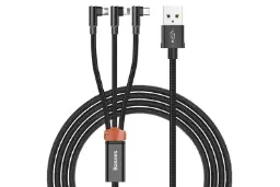 کانکتور کابل شارژ USB باسئوس USB به Type-C+Micro-USB+Lightning مدل 3in1 MVP Elbow با طول 1.2 متر	