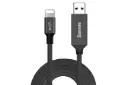 کابل شارژ USB باسئوس USB به Lightning مدل Artistic striped با طول 5 متر مشکی