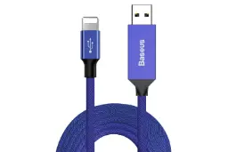 کابل شارژ USB باسئوس USB به Lightning مدل Artistic striped با طول 5 متر آبی