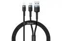 کابل شارژ USB باسئوس USB+Type-C به Lightning مدل Cafule 2-in-1 با طول 1.2 متر مشکی
