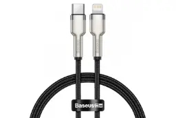 کابل شارژ USB باسئوس Type-C به Lightning مدل Cafule Metal با طول 0.25 متر