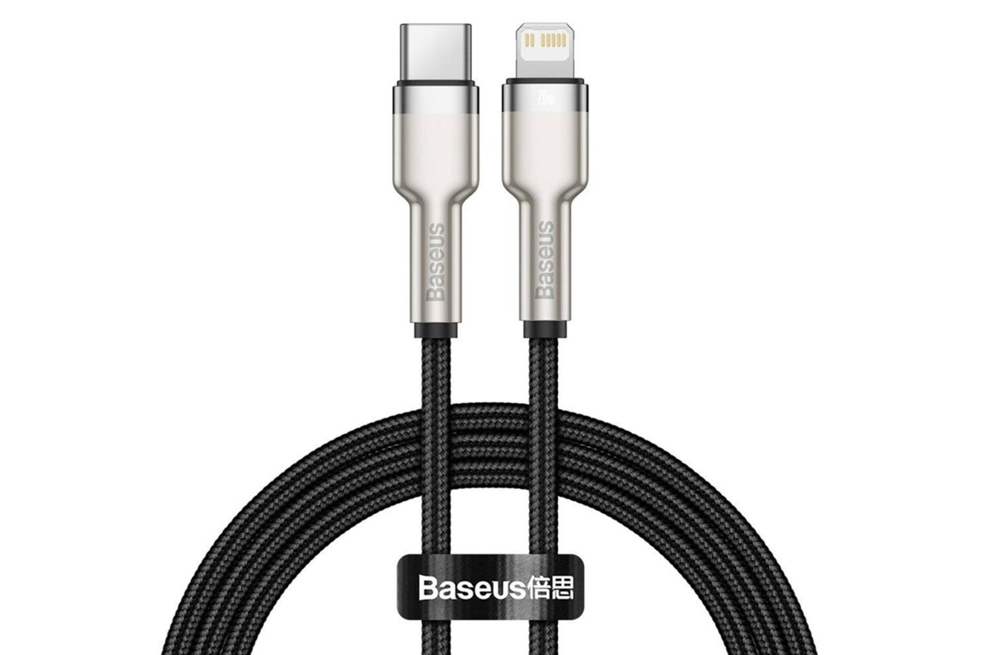 طول کابل شارژ USB باسئوس Type-C به Lightning مدل Cafule Metal با طول 1 متر