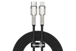 کابل شارژ USB باسئوس Type-C به Lightning مدل Cafule Metal با طول 2 متر مشکی
