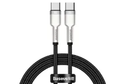 کابل شارژ USB باسئوس Type-C به Type-C مدل Cafule Metal با طول 1 متر مشکی