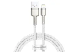 کابل شارژ USB باسئوس USB به Lightning مدل Cafule Metal با طول 1 متر سفید