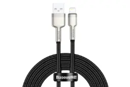 کابل شارژ USB باسئوس USB به Lightning مدل Cafule Metal با طول 2 متر مشکی