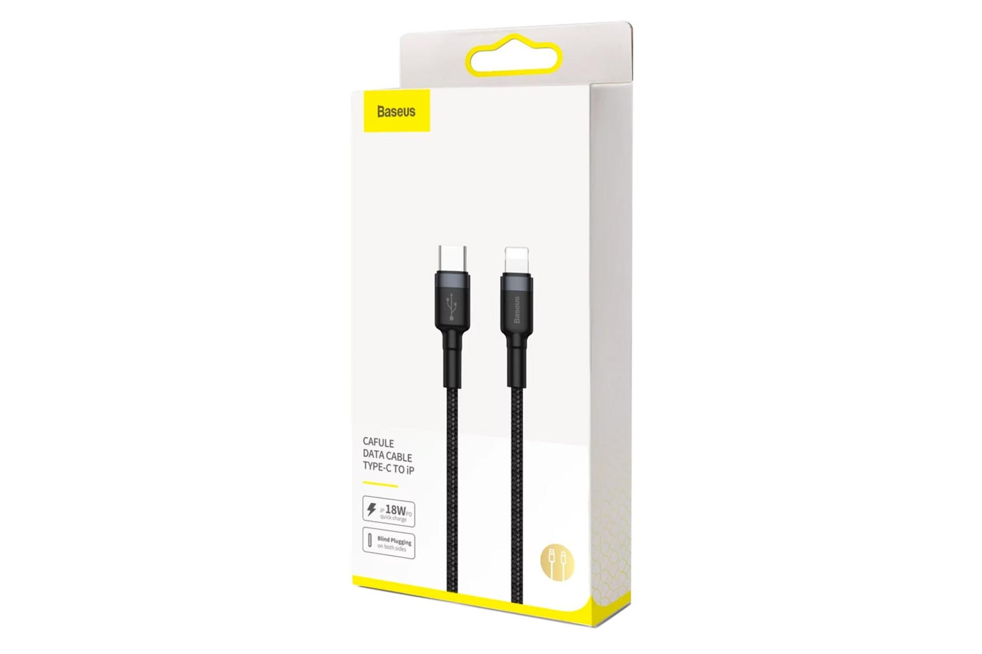 جعبه کابل شارژ USB باسئوس Type-C به Lightning مدل Cafule با طول 1 متر