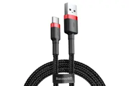 طول کابل شارژ USB باسئوس USB به Type-C مدل Cafule با طول 2 متر