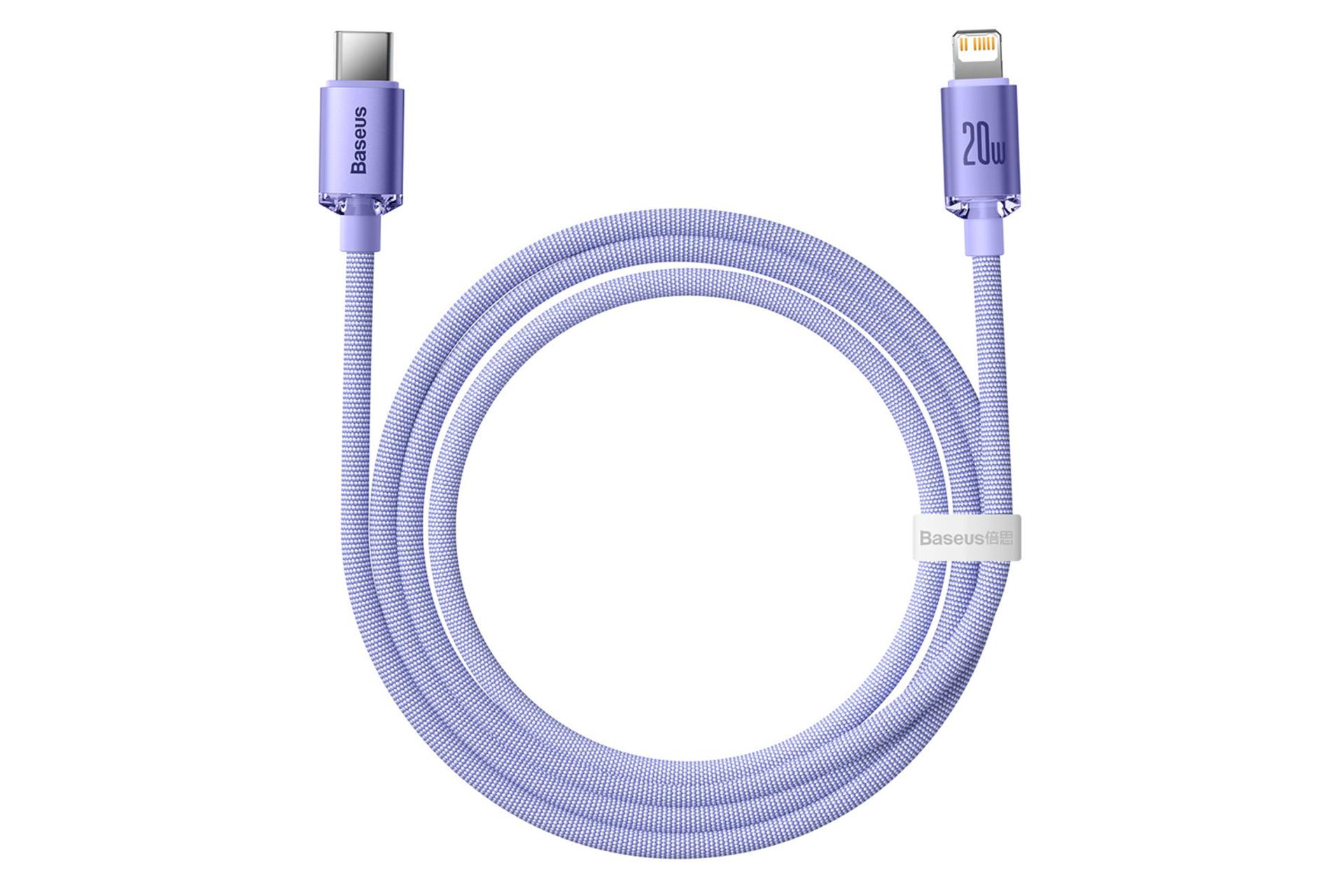 کانکتور کابل شارژ USB باسئوس Type-C به Lightning مدل Crystal Shine با طول 1.2 متر