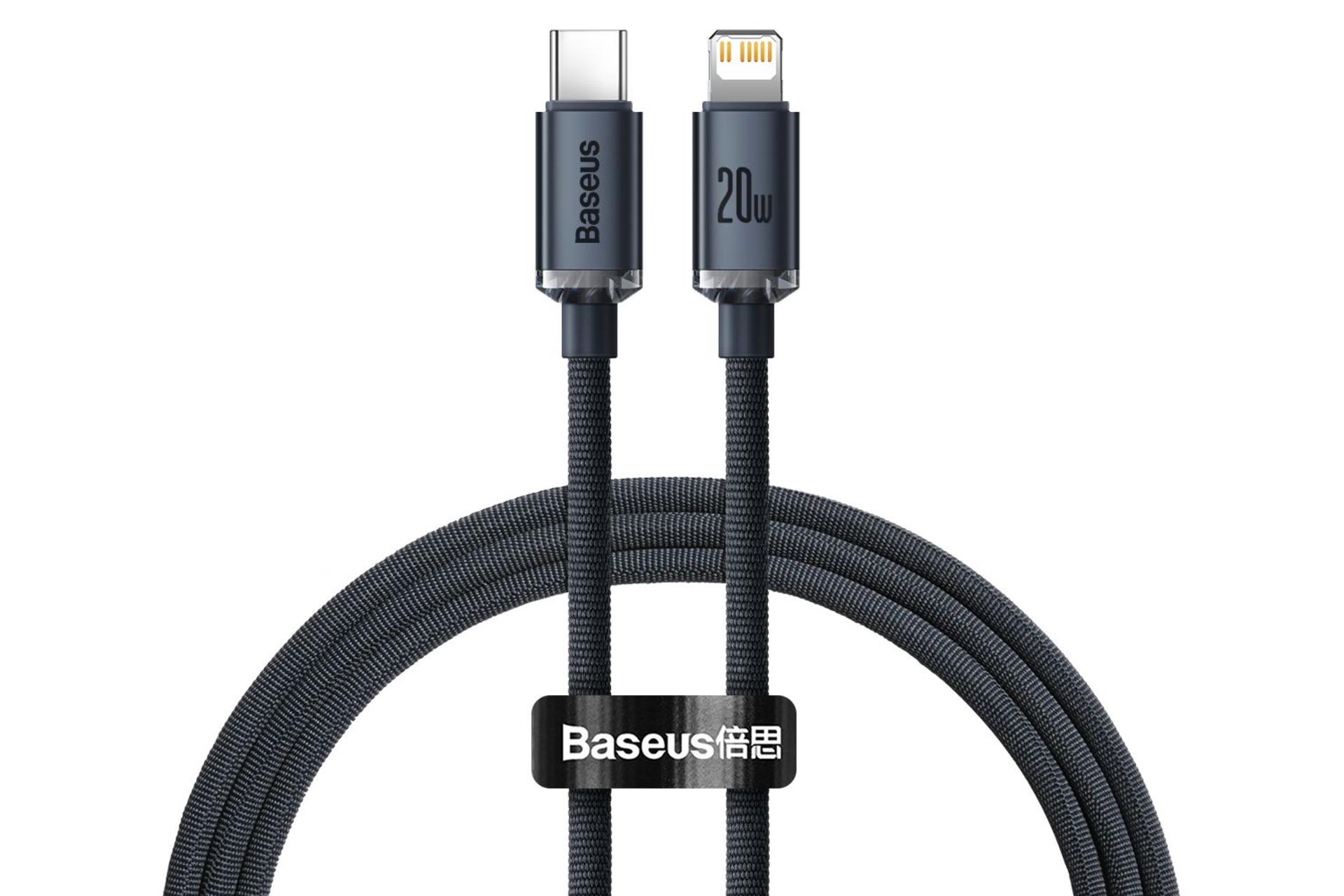 طول کابل شارژ USB باسئوس Type-C به Lightning مدل Crystal Shine با طول 2 متر