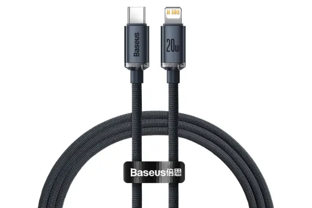 طول کابل شارژ USB باسئوس Type-C به Lightning مدل Crystal Shine با طول 2 متر