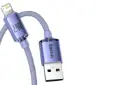 کانکتور کابل شارژ USB باسئوس USB به Lightning مدل Crystal Shine با طول 1.2 متر