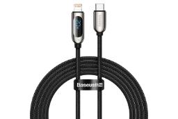 کابل شارژ USB باسئوس Type-C به Lightning مدل Display Fast Charging 20w با طول 2 متر مشکی