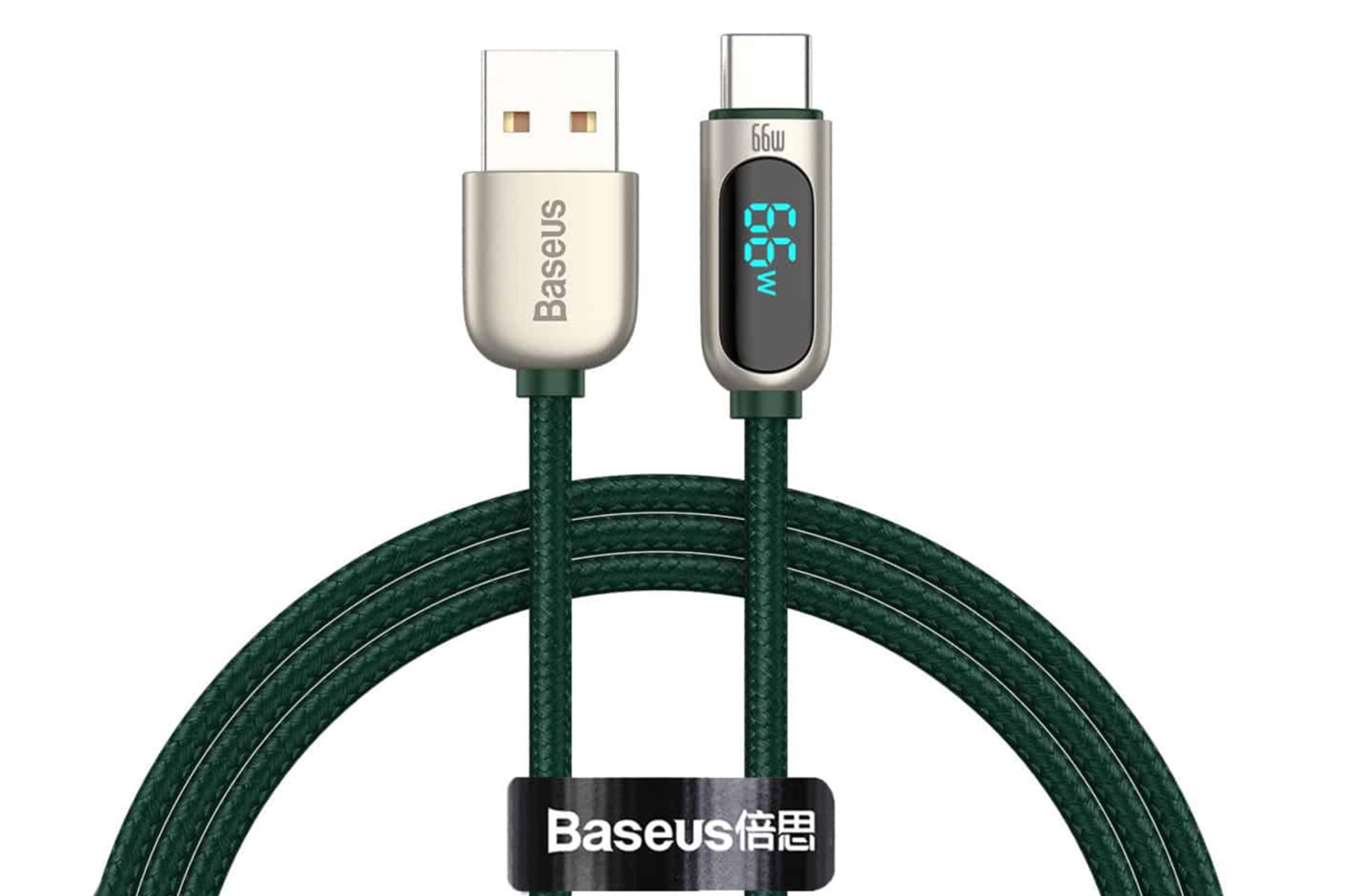 کانکتور کابل شارژ USB باسئوس USB به Type-C مدل Display Fast Charging 66w با طول 1 متر