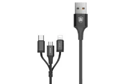 کانکتور کابل شارژ USB باسئوس USB به Type-C+Micro-USB+Lightning مدل Excellent 3-in-1 با طول 1.2 متر