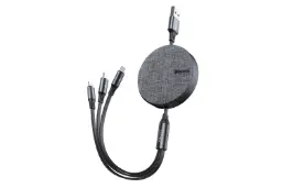 کابل شارژ USB باسئوس USB به Type-C+Micro-USB+Lightning مدل Fabric 3 in 1 Flexible با طول 1.2 متر