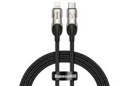 کابل شارژ USB باسئوس Type-C به Lightning مدل Fish Eye با طول 1 متر مشکی