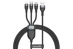 کانکتور کابل شارژ USB باسئوس USB به Type-C+Micro-USB+Lightning مدل Flash 3-in-1 40w با طول 1.2 متر