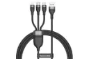 کابل شارژ USB باسئوس USB به Type-C+Micro-USB+Lightning مدل Flash 3-in-1 66w با طول 1.2 متر مشکی