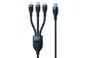 کابل شارژ USB باسئوس Type-C به Type-C+Micro-USB+Lightning مدل Flash II با طول 1.5 متر آبی