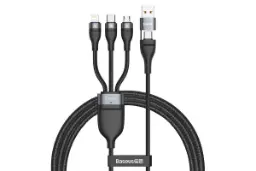 طول کابل شارژ USB باسئوس USB/Type-C به Type-C+Micro-USB+Lightning مدل Flash با طول 1.2 متر