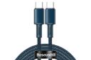کابل شارژ USB باسئوس Type-C به Type-C مدل High Density Braided 100w با طول 1 متر آبی