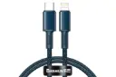 کابل شارژ USB باسئوس Type-C به Lightning مدل High Density Braided 20w با طول 2 متر آبی