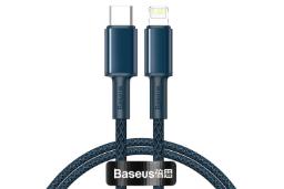 کابل شارژ USB باسئوس Type-C به Lightning مدل High Density Braided 20w با طول 2 متر آبی