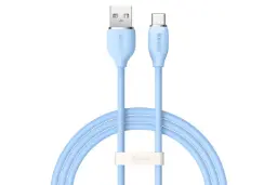 کابل شارژ USB باسئوس USB به Type-C مدل Jelly Liquid Silica Gel با طول 1.2 متر آبی