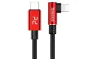 کابل شارژ USB باسئوس Type-C به Lightning مدل MVP Elbow PD Flash با طول 2 متر قرمز