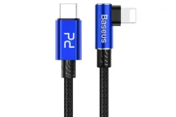 کابل شارژ USB باسئوس USB به Lightning مدل MVP Elbow با طول 2 متر آبی