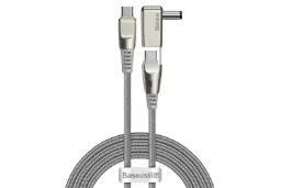 کابل شارژ USB باسئوس Type-C به Type-C+DC مدل One-for-two با طول 2 متر خاکستری
