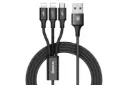 کابل شارژ USB باسئوس USB به Micro-USB+Lightning+Lightning مدل Rapid 3-in-1 3A با طول 1.2 متر مشکی