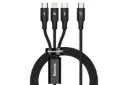 کابل شارژ USB باسئوس Type-C به Type-C+Micro-USB+Lightning مدل Rapid 3-in-1 با طول 1.5 متر مشکی