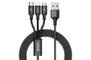 کابل شارژ USB باسئوس USB به Type-C+Micro-USB+Lightning مدل Rapid 3-in-1 با طول 1.2 متر مشکی