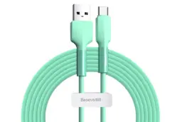 کابل شارژ USB باسئوس USB به Type-C مدل Silica Gel با طول 2 متر سبز