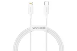 کابل شارژ USB باسئوس Type-C به Lightning مدل Superior با طول 1 متر سفید