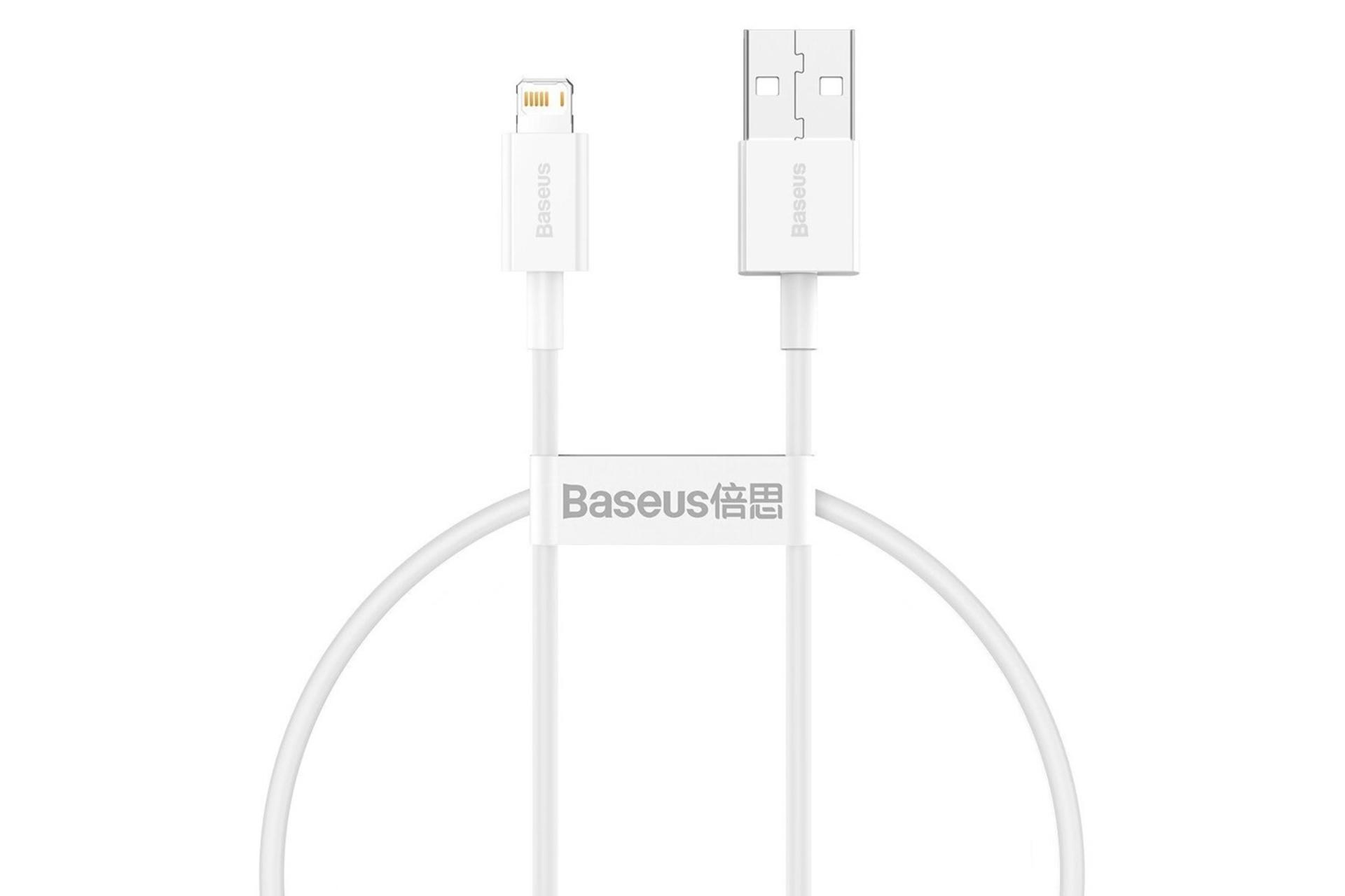 کابل شارژ USB باسئوس USB به Lightning مدل Superior با طول 0.25 متر سفید