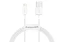کابل شارژ USB باسئوس USB به Lightning مدل Superior با طول 2 متر سفید