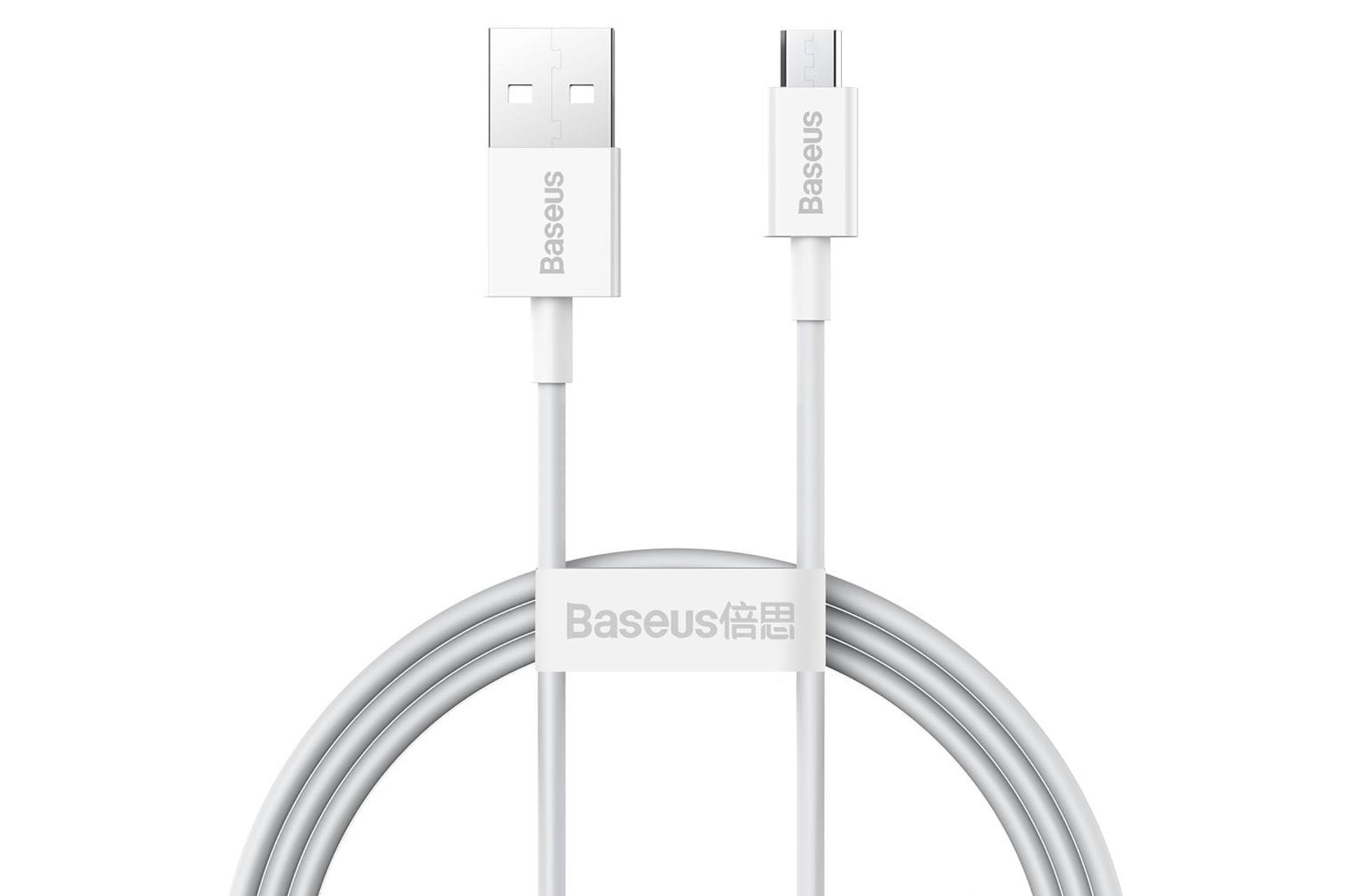 کابل شارژ USB باسئوس USB به Micro-USB مدل Superior با طول 1 متر سفید