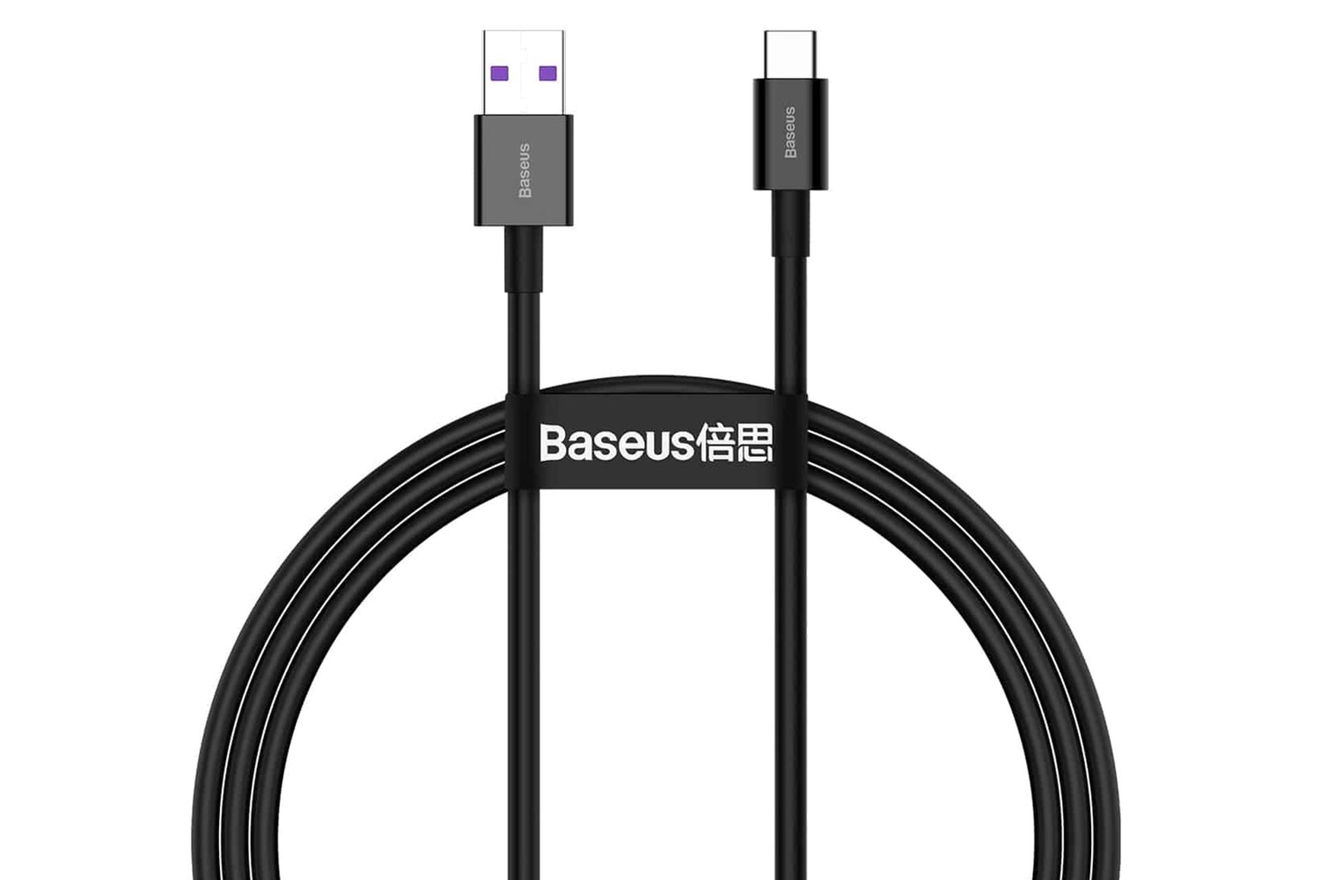 کابل شارژ USB باسئوس USB به Type-C مدل Superior با طول 1 متر مشکی