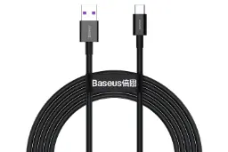 کابل شارژ USB باسئوس USB به Type-C مدل Superior با طول 2 متر مشکی