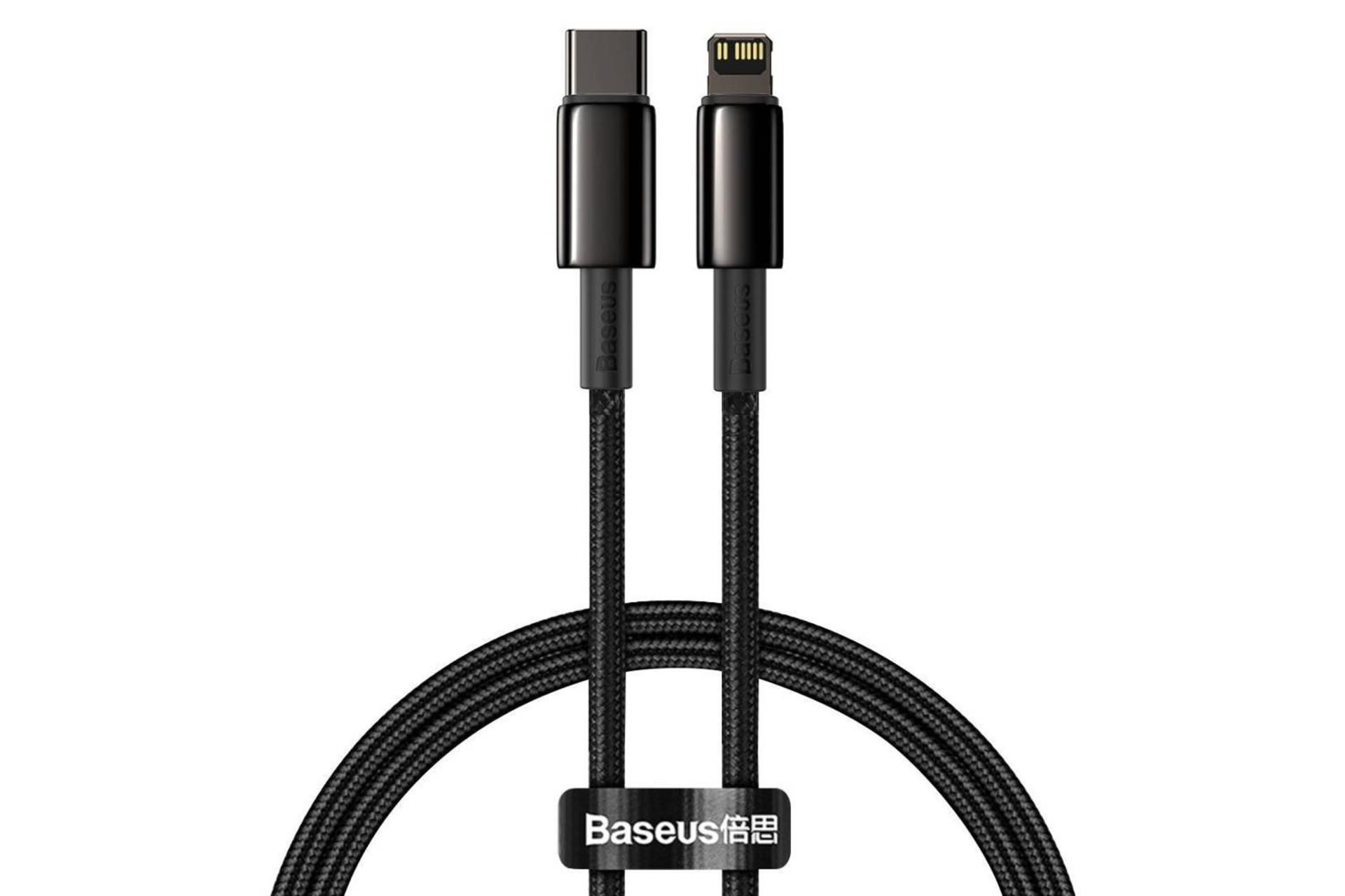 کابل شارژ USB باسئوس Type-C به Lightning مدل Tungsten Gold 20w با طول 1 متر مشکی