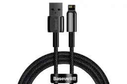 کابل شارژ USB باسئوس USB به Lightning مدل Tungsten Gold با طول 1 متر مشکی