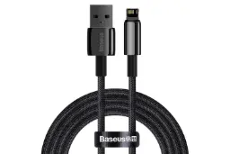 کابل شارژ USB باسئوس USB به Lightning مدل Tungsten Gold با طول 2 متر مشکی