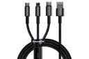 کابل شارژ USB باسئوس USB به Type-C+Micro-USB+Lightning مدل Tungsten Gold با طول 1.5 متر مشکی