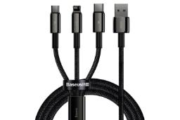 کابل شارژ USB باسئوس USB به Type-C+Micro-USB+Lightning مدل Tungsten Gold با طول 1.5 متر مشکی