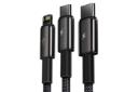 کانکتور کابل شارژ USB باسئوس USB به Type-C+Micro-USB+Lightning مدل Tungsten Gold با طول 1.5 متر