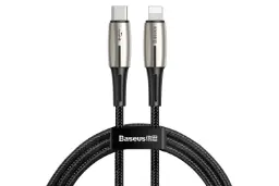 کابل شارژ USB باسئوس Type-C به Lightning مدل Water Drop با طول 1.3 متر مشکی